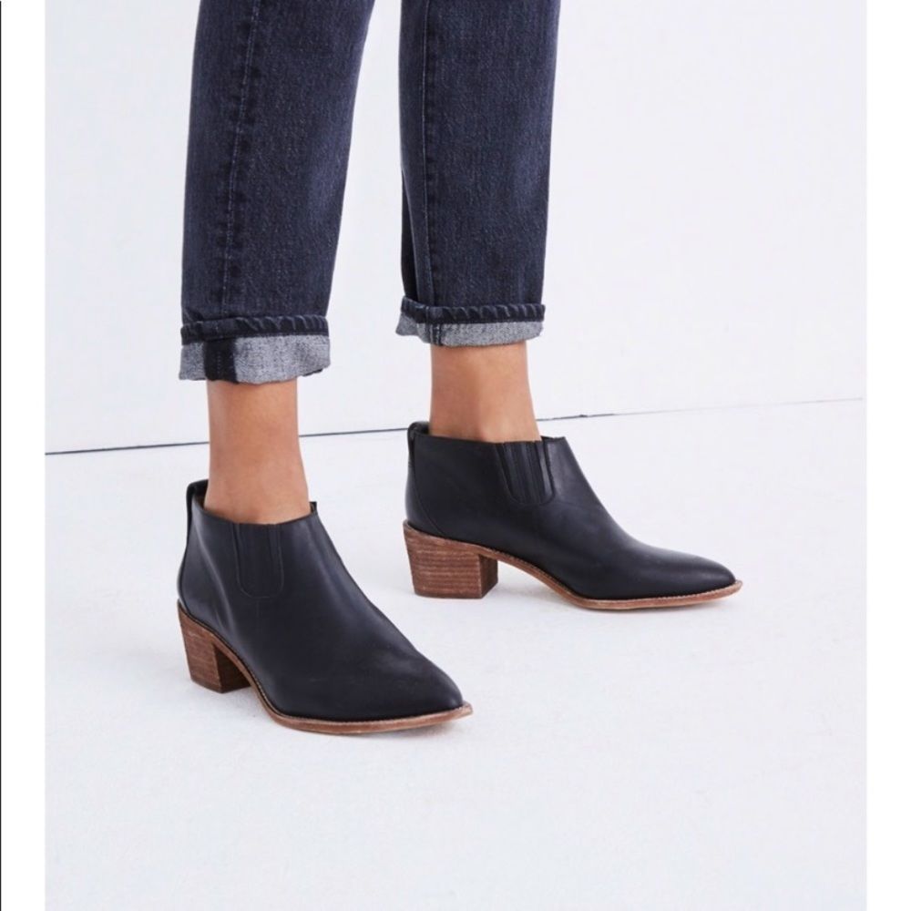 Madewell Bonham Boots Chelsea Western Ankle Booties Black Everyday Classic